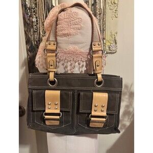 Guess Brown Canvas and Leather Handbag